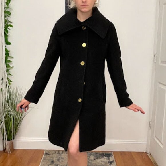Coach Single-Breasted Button-Up Coat Long Sleeve Size S Black - Picture 4 of 16